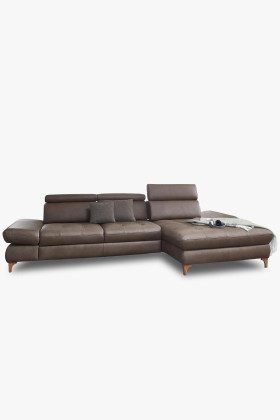 Ecksofa Carolina mit PUR-Schaumstoff Sitzhöhe 43 cm grau